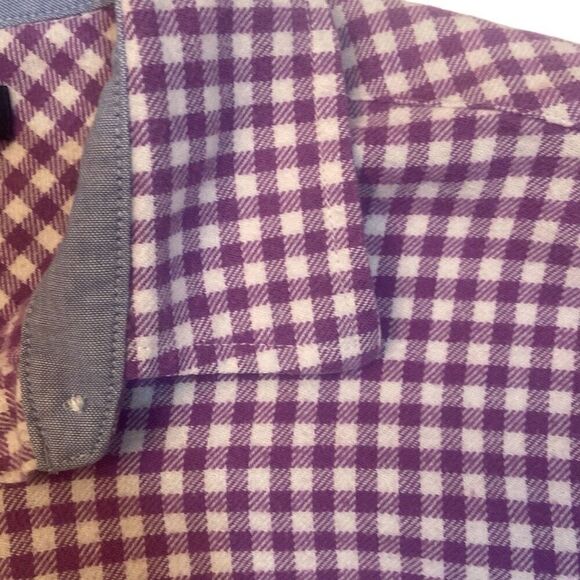 Lands End Purple Check Long Sleeve Button Front Flannel Shirt Women Size Medium - Picture 5 of 11